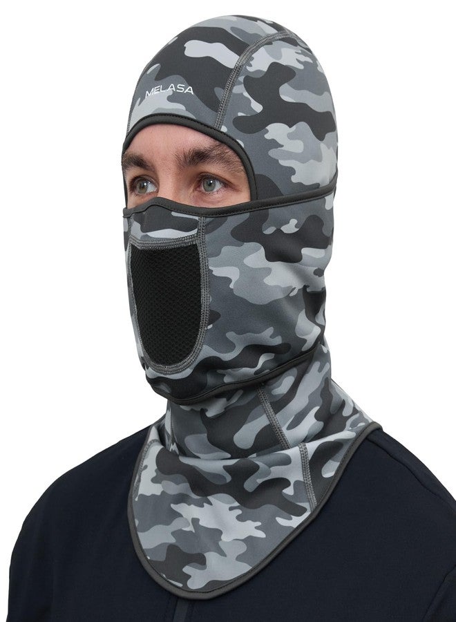 MELASA Winter Balaclava Face Mask for Cold Weather Thermal Fleece Ski Mask with Movable Face Cover for Outdoor Work Skiing, Camouflage Grey, One size - Image 1