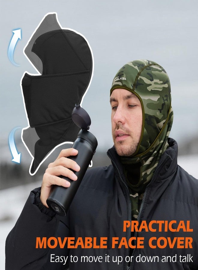 MELASA Winter Balaclava Face Mask for Cold Weather Thermal Fleece Ski Mask with Movable Face Cover for Outdoor Work Skiing, Camouflage Grey, One size - Image 3