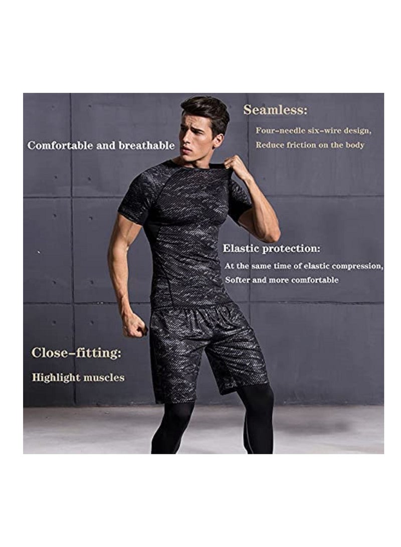 NIBEMINENT ملابس رياضية للرجال للركض واللياقة البدنية سريعة الجفاف وقابلة للتنفس مجموعة بدلة التمرين - Image 2