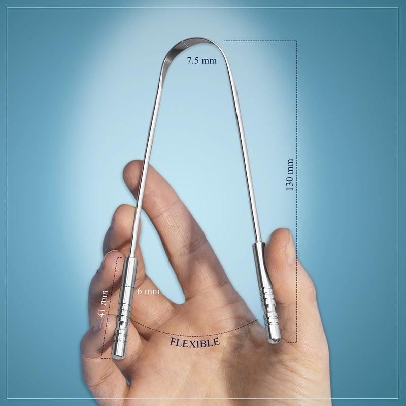 MasterMedi Tongue Cleaner Tongue Scraper Surgical Grade Stainless Steel Tongue Brush Dental Kit Professional Eliminate Bad Breath With Non-synthetic Grip (Family Pack (4 pcs) - Image 2
