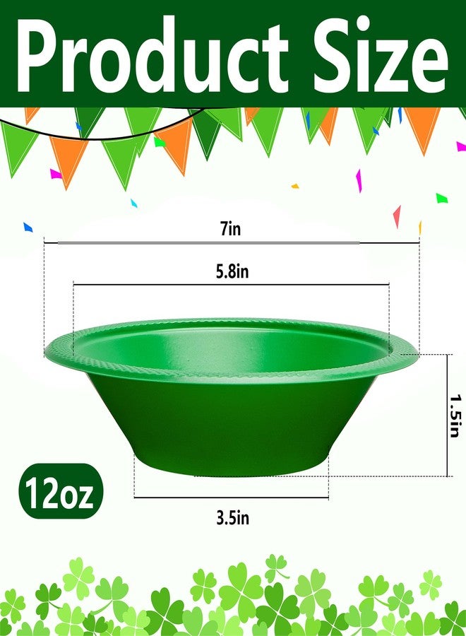 Wehhbtye 80 Pcs St.Patrick's Day Plastic Bowls, Disposable Irish Party Salad Bowls, 12oz Green Serving Bowl Food Supplies for St.Patrick Themed Events Favor Outdoor Picnic Festival Celebration - Image 2