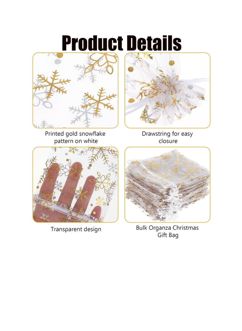 50-Pack Drawstring Gift Bags - Metallic Stars Mesh Jewelry Pouches Wedding Party Candy Bag - Image 3