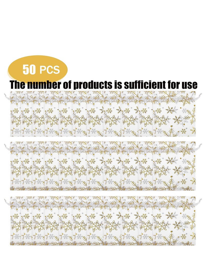 50-Pack Drawstring Gift Bags - Metallic Stars Mesh Jewelry Pouches Wedding Party Candy Bag - Image 4