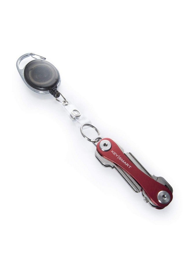Keysmart حلقة تسلق قابلة للسحب بمشبك حلقة مفاتيح وبكرة شارة كبس (عبوة واحدة) حامل/حلقة شارة متعددة الأغراض ومتينة