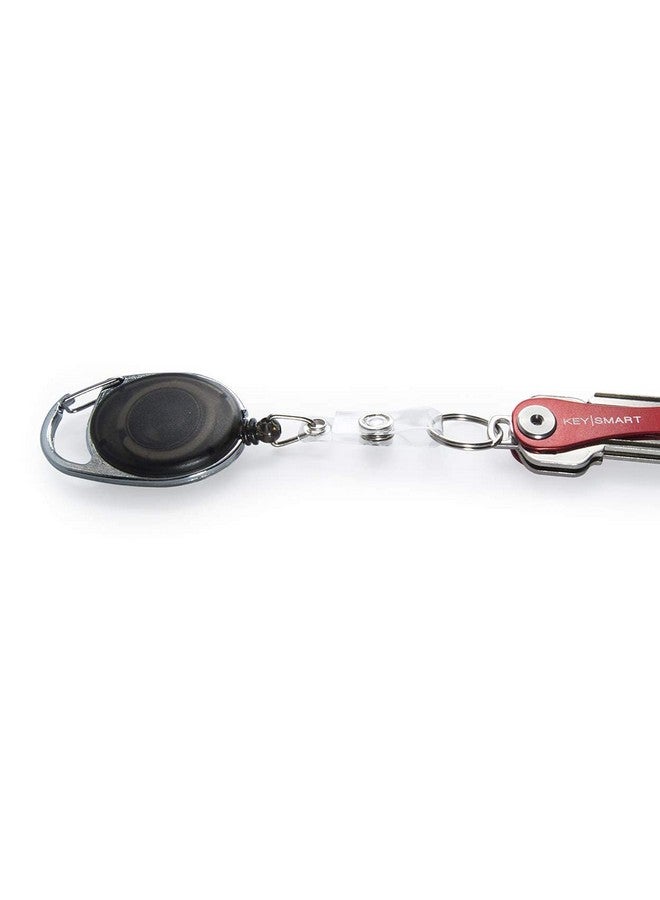 Keysmart حلقة تسلق قابلة للسحب بمشبك حلقة مفاتيح وبكرة شارة كبس (عبوة واحدة) حامل/حلقة شارة متعددة الأغراض ومتينة