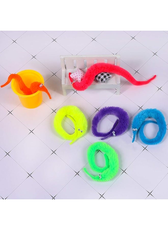 unime 12 Pack Magic Worm Toys Wiggly Twisty Fuzzy Worms On String Trick Toys Carnival Party Favors,6 Colors - Image 3