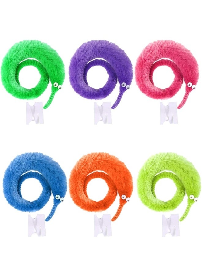 unime 12 Pack Magic Worm Toys Wiggly Twisty Fuzzy Worms On String Trick Toys Carnival Party Favors,6 Colors - Image 4