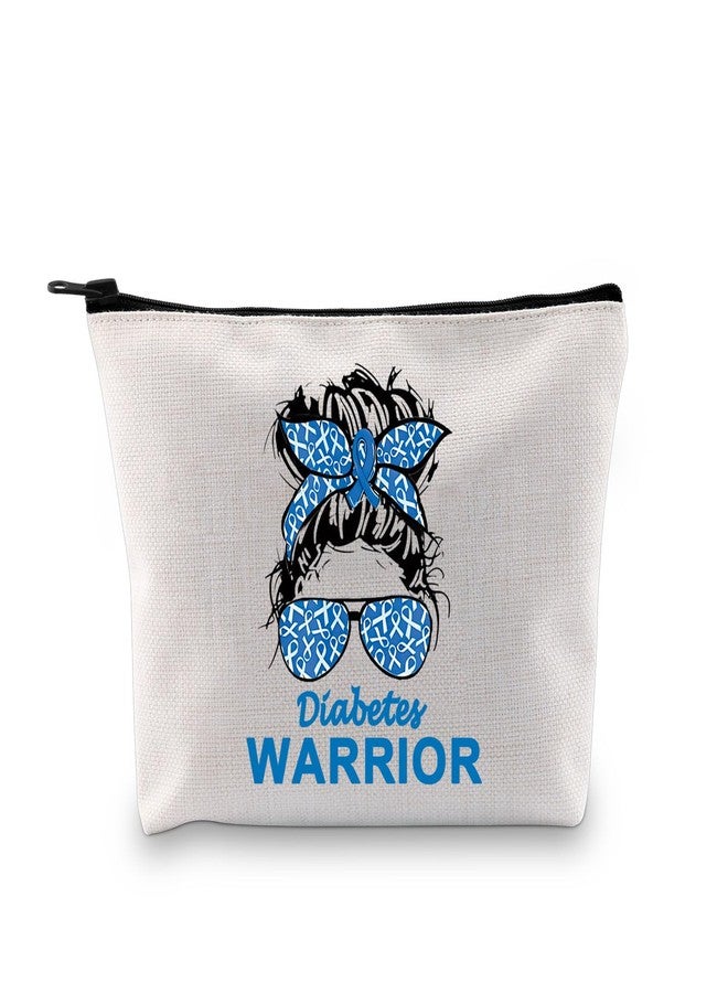 XYANFA Diabetic Gift Diabetes Warrior Gift Diabetes Awareness Gift Makeup Bag Medical Diabetic Makeup Bag Zipper Pouch (WARRIOR) - Image 1