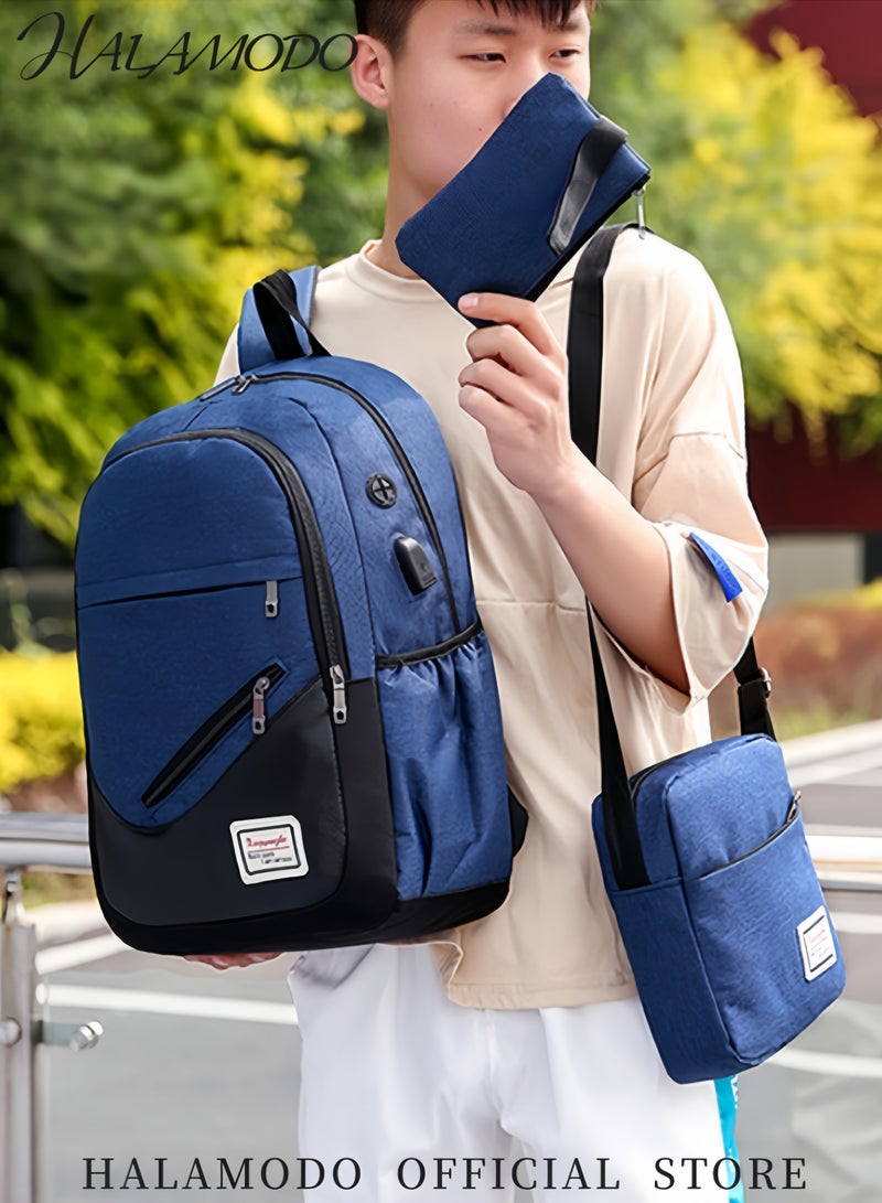 HALAMODO 3PCS Backpack Travel Carry on Backpack Water Resistant College School Bag College High School Backpack Computer Bag as Great Gifts for Men Women  - Image 5