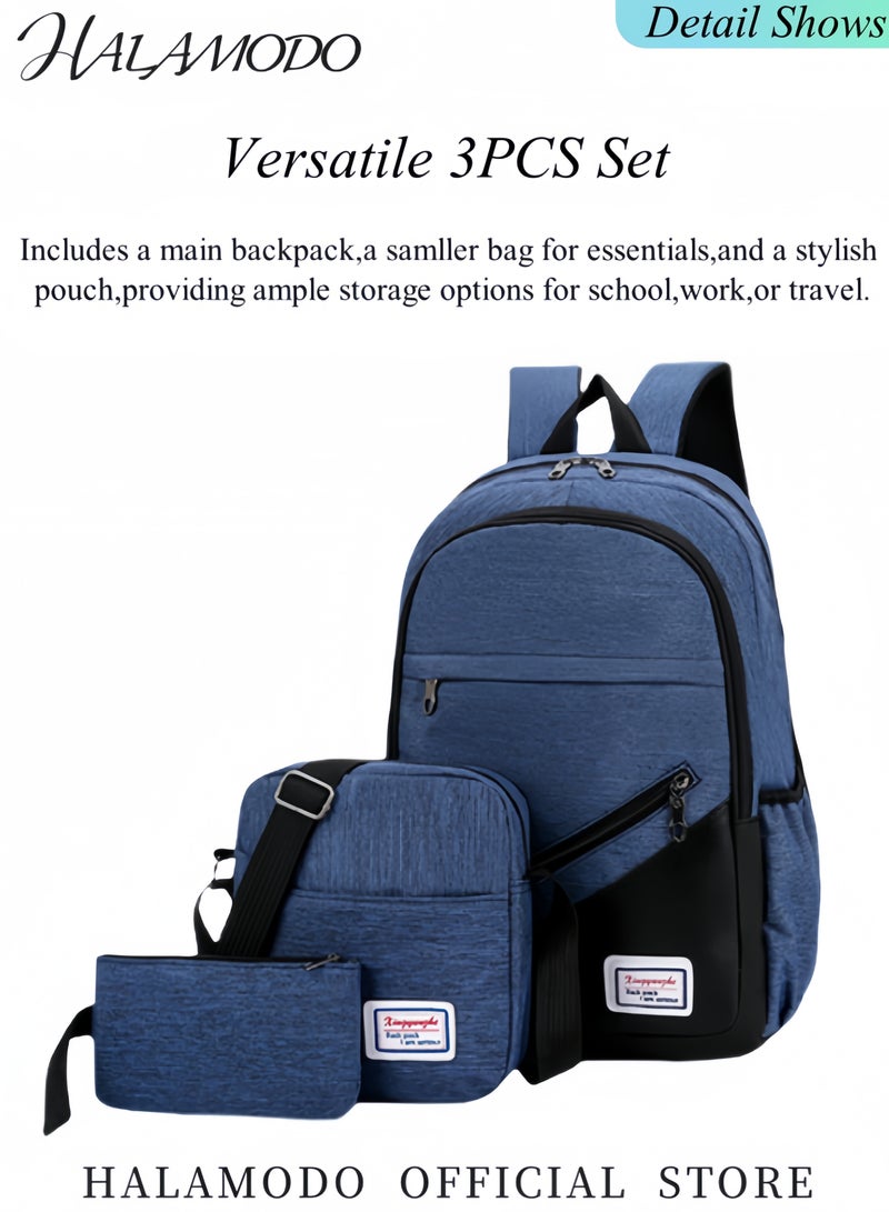 HALAMODO 3PCS Backpack Travel Carry on Backpack Water Resistant College School Bag College High School Backpack Computer Bag as Great Gifts for Men Women  - Image 3