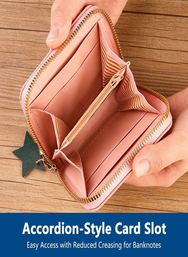 KGCGJVB 2Pcs Cute Wallets for Women Pink Blue PU Leather Small Card Holder with Heart-Embroidery Y2K Style Zipper Coin Purse Credit Card Wallet with Tassel Pendant - Image 4