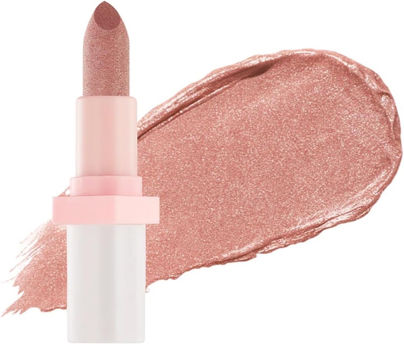 Soft Rose Gold Metallic Lip Stick Metallic Pink Lip Balm with High Impact Shine Lipcolor Transfer Proof Diamond Creamy Stain Peel Off Long Lasting Lightweight 09 Soft Rose Gold