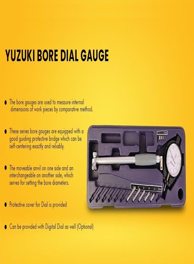 YUZUKI Bore Gauge 50-160mm with Dial Indicator 0.01x10mm – Precision Measuring Tool for Internal Diameter Measurement | Stainless Steel Construction, High Accuracy, Suitable for Automotive & Machining - Image 4