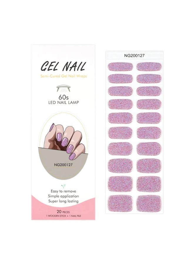 Semi-Cured Gel Nail Wraps – Salon Quality Manicure – 20 Strips + File + Wooden Stick – Easy Apply & Remove - Image 4
