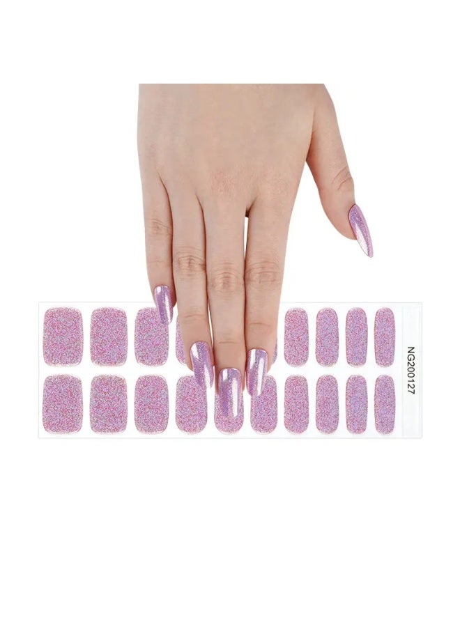 Semi-Cured Gel Nail Wraps – Salon Quality Manicure – 20 Strips + File + Wooden Stick – Easy Apply & Remove - Image 2