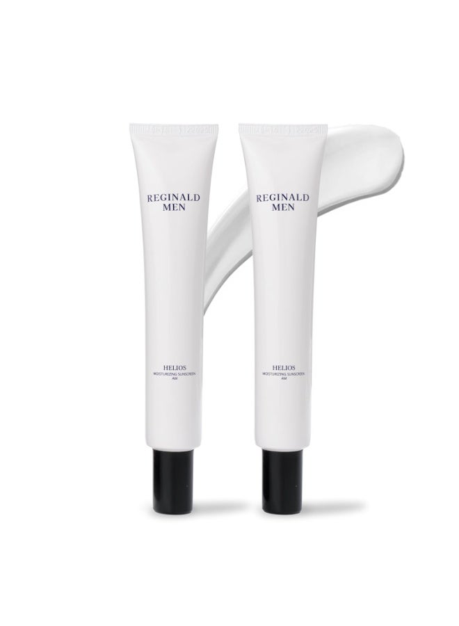 Reginald Men  helios  moisturizing sunscreen SPF 50+ PA++++ Sunscreen (100g) | In-Vivo Tested | Broad Spectrum UVA/UVB Protection | Brightening & Hydrating | Lightweight, Oil-Free & Non-Sticky | Daily Sun Protection for Men (Pack of 2,50g x 2) - Image 1