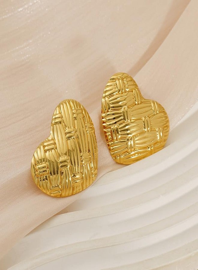 MEENAZ Heart earrings set for women stylish earinging western Stylish Chunky Golden Dainty Small Huggie Hoop Earrings | Aesthetic Hoops Bali Studs | Korean Fashion Jewellery for Women Girls 179 - Image 5
