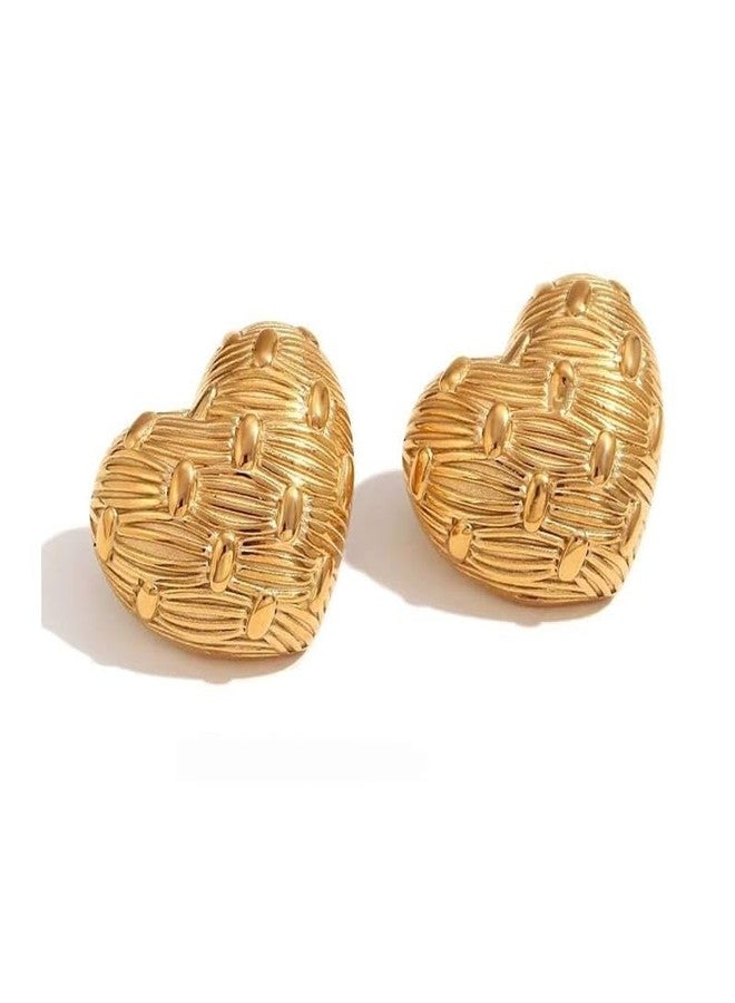 MEENAZ Heart earrings set for women stylish earinging western Stylish Chunky Golden Dainty Small Huggie Hoop Earrings | Aesthetic Hoops Bali Studs | Korean Fashion Jewellery for Women Girls 179 - Image 1