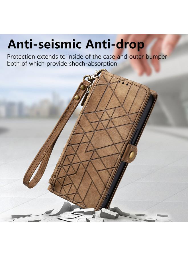 S-TOP Case For OPPO Reno8 Pro+ 5G Geometric Zipper Wallet Side Buckle Leather Phone Case - Image 5
