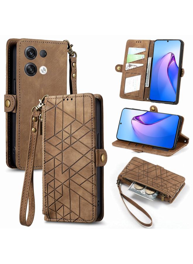 S-TOP Case For OPPO Reno8 Pro+ 5G Geometric Zipper Wallet Side Buckle Leather Phone Case - Image 1