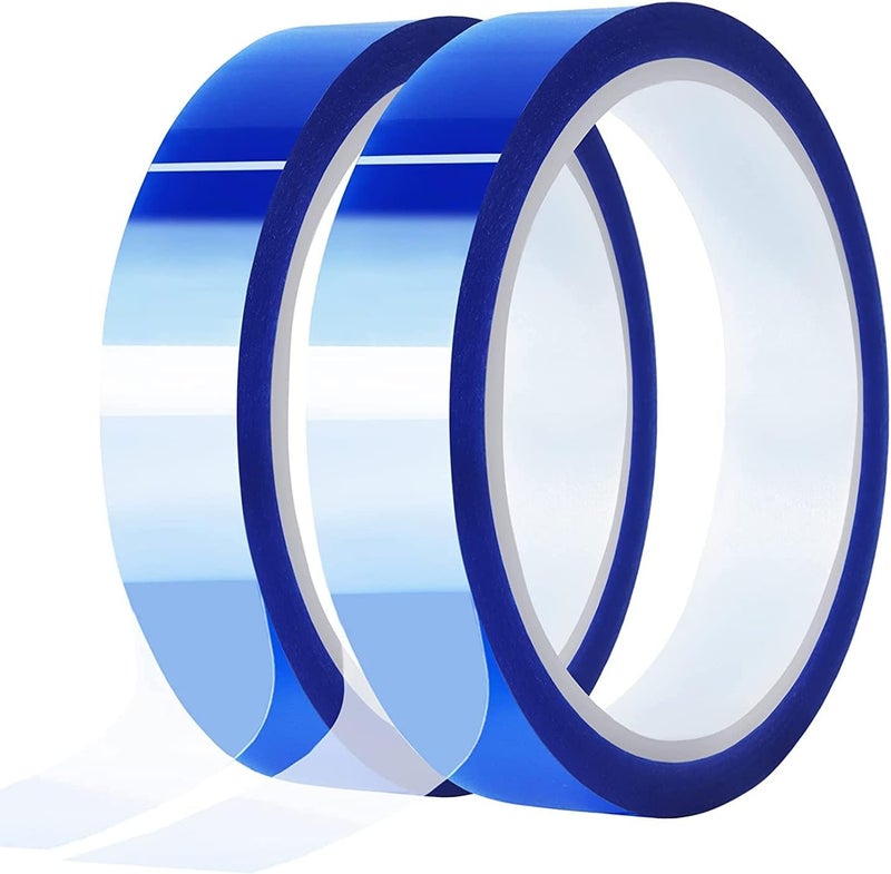 KASTWAVE 2 Rolls Blue Heat Tape High Temperature Heat Resistant Tape Heat Transfer Tape For Heat Sublimation Press Vinyl, No Residue - 20Mm X33M(108Ft) - Image 1