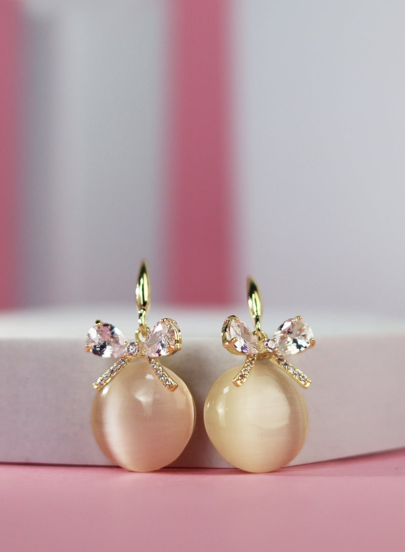 R.C.E Accessories Fashionable Pearl Drop Earrings With Knot-Elegant Ear Studs For Women and Girls - Image 1