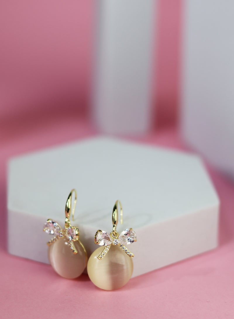 R.C.E Accessories Fashionable Pearl Drop Earrings With Knot-Elegant Ear Studs For Women and Girls - Image 2