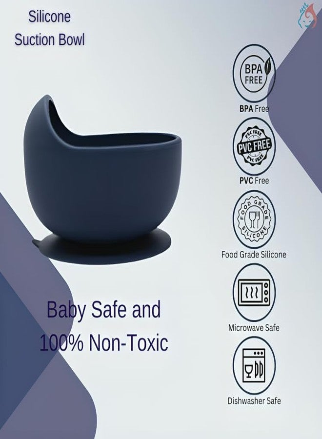 Babylief™ Silicone Baby Bowl with Suction Base and Training Spoon Combo (Navy) - Image 2