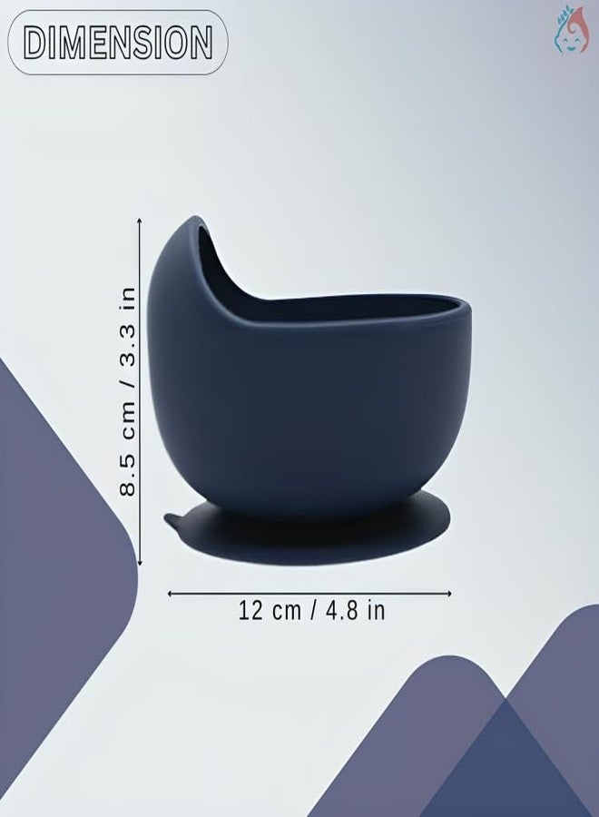 Babylief™ Silicone Baby Bowl with Suction Base and Training Spoon Combo (Navy) - Image 4