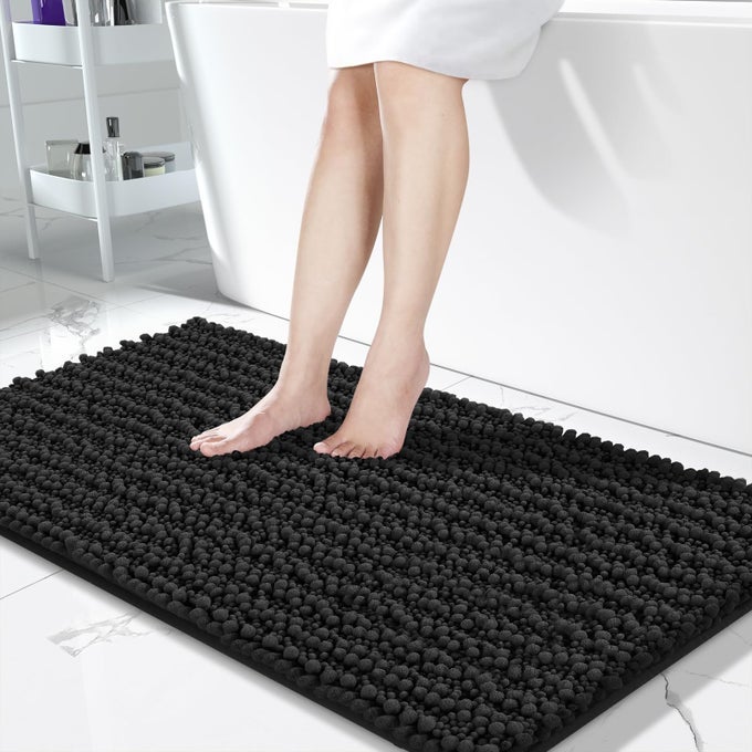 LONG BATHROOM RUGS 441 X 24 NON SLIP SOFT ABSORBENT WATER MACHINE WASHABLE QUICK DRY THICK BATH MAT FOR BATHROOM FLOOR HOME DECOR ACCESSORIES BLACK