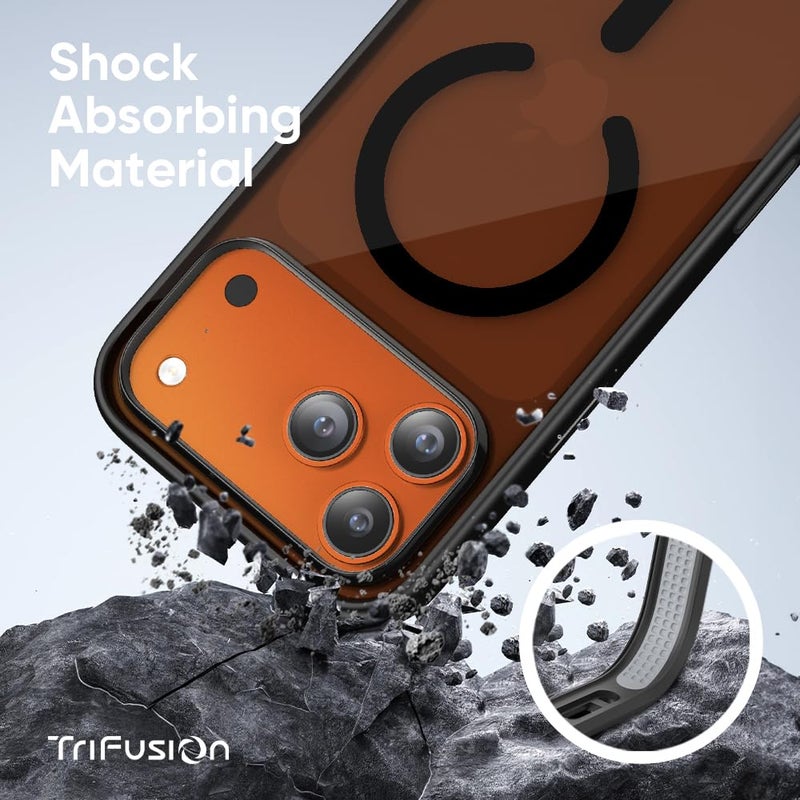 FLOLAB حافظة FLOLAB Surtect Tri-Fusion المغناطيسية لجهاز iPhone 17 Pro تصميم نحيف واقي متوافق مع Magsafe درجة عسكرية - أسود شفاف كامل - Image 2