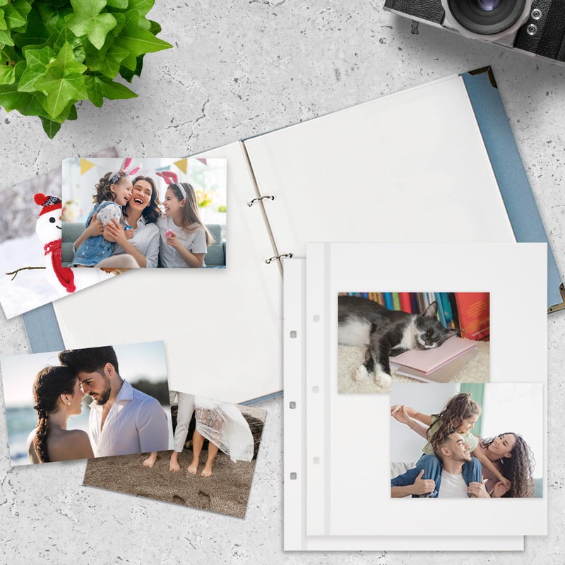 Remowith Photo Album Refill Pages for 3 Ring Binder, 60 Pages 9 x 11 Inch Self Adhesive Photo Album Scrapbook Refill Pages Fit 2x3 4x6 5x7 8x10 Photos Stamps Recipe Cards - Image 5