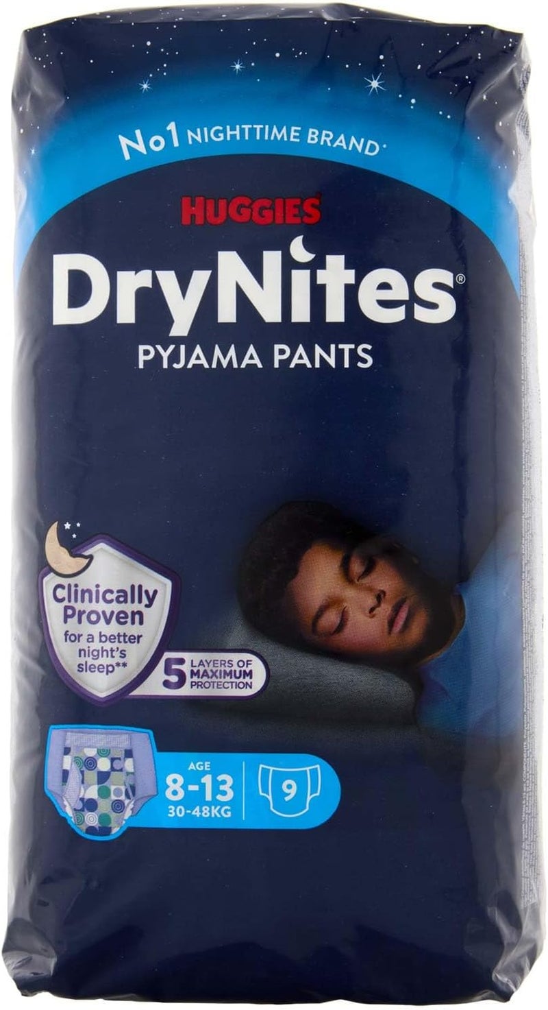 Huggies DryNites Pyjama Pants for Boys, Age 8-15 - 9 Pants Total - Image 1