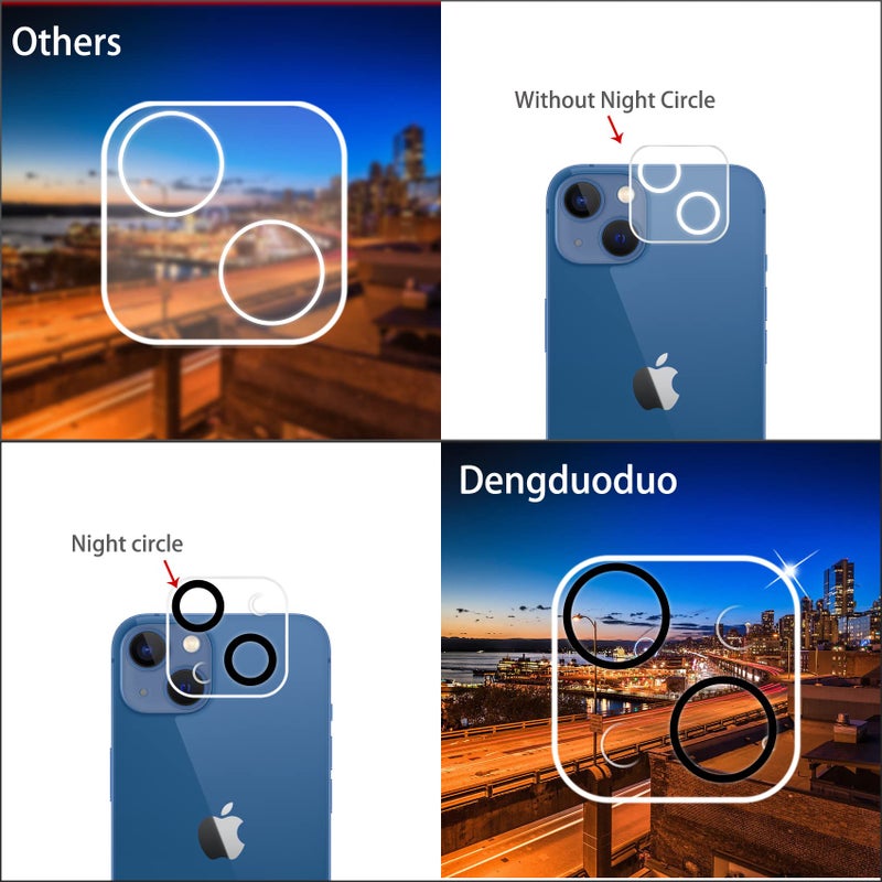 Dengduoduo 3 Pack Tempered Glass Camera Lens Protector for iPhone 14 6.1" & iPhone 14 Plus 6.7", Ultra HD, 9H Hardness, Anti-Scratch, Case Friendly, Easy to Install [No Affect on Night Shots] - Image 4