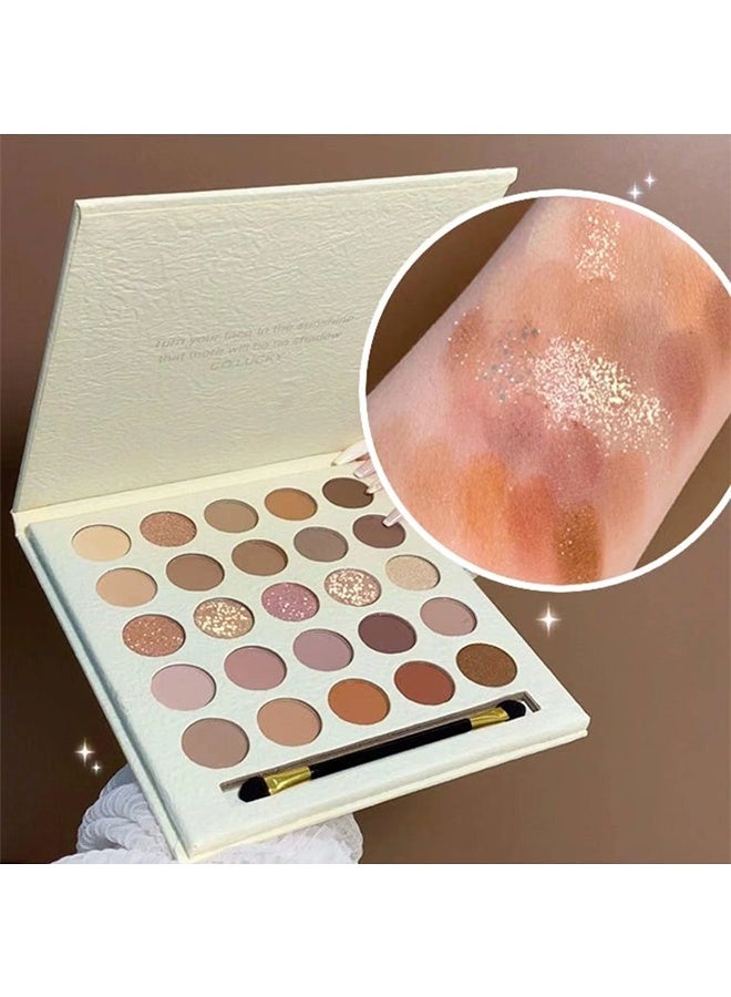 MUGE LEEN Lucky Me -25 Color Eye Shadow Palette, Cream Eye Shadow Palette, Pearl, Matte, Milk Tea, Earth Color, Nude Color High Pigmented Waterproof Sweatproof Daily Eye Makeup - Image 3
