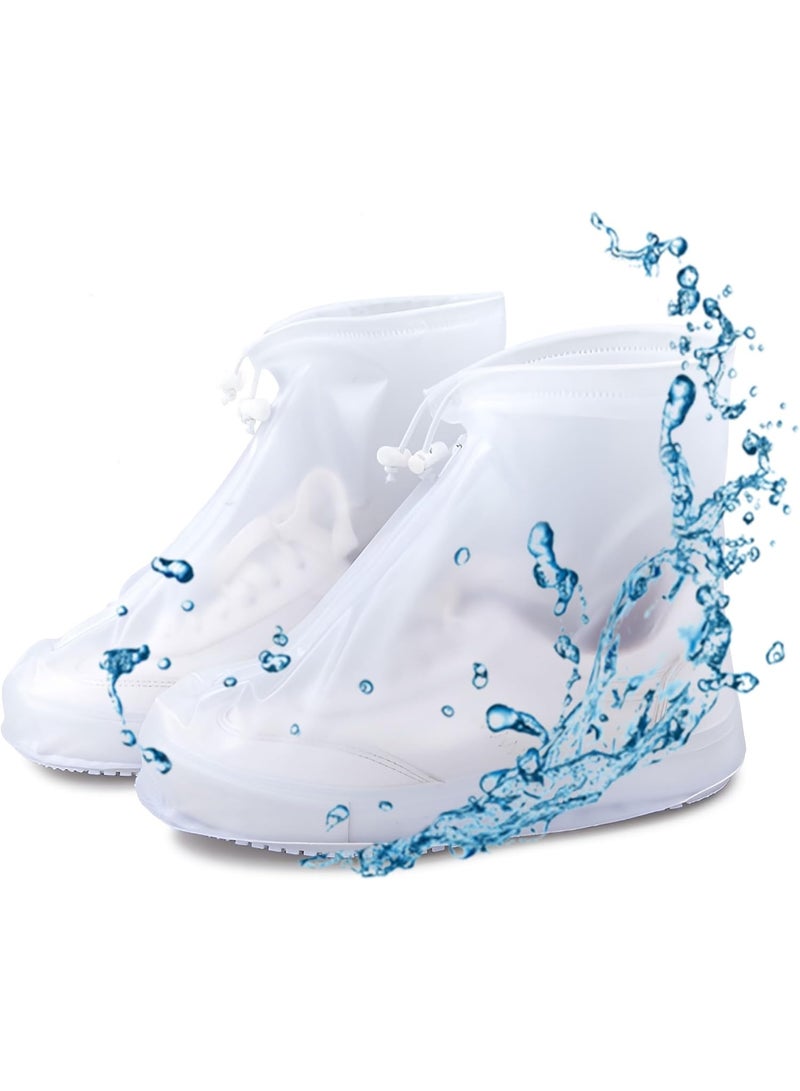 Meetion Rain Shoe Covers- Waterproof Sand Control Non-Slip Overshoes Covers Women Men Kids Outdoor Foldable Reusable PVC Rubber Sole Medium Top Shoe Covers (Large) - Image 1