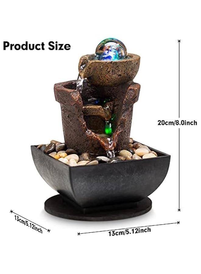 Tabletop Fountain Indoor Waterfall Meditation Fountain Office Relaxing Tabletop Fountain Includes Many Natural River Rock LED Lights Rolling Decorative Bubble Balls  - Image 2