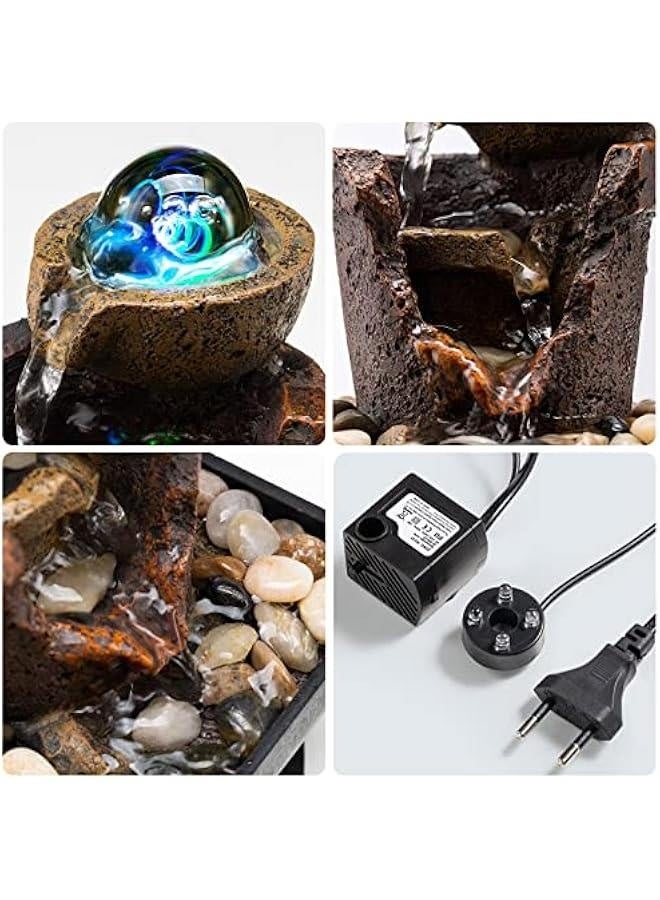 Tabletop Fountain Indoor Waterfall Meditation Fountain Office Relaxing Tabletop Fountain Includes Many Natural River Rock LED Lights Rolling Decorative Bubble Balls  - Image 3