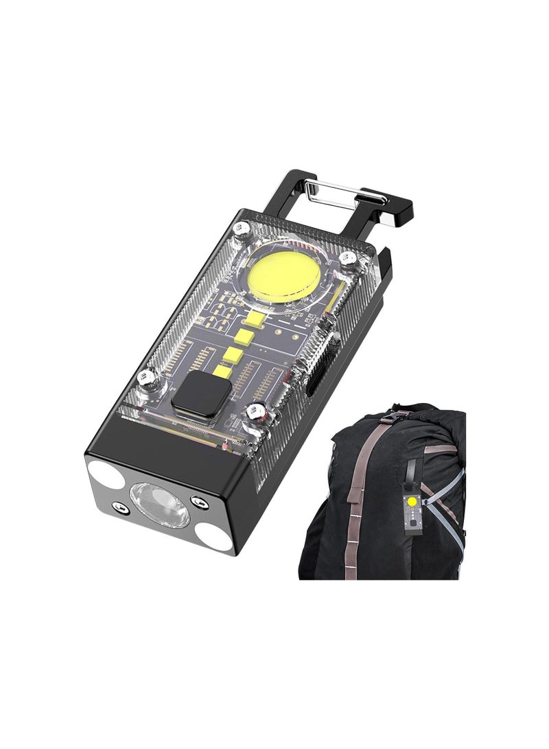 Portable Keychain Flashligh, Magnetic Clip-on Work Light Mini Outdoor Flashlight, Waterproof Rechargeable Pocket Light for Hiking, Camping, Survival, Emergency - Image 1