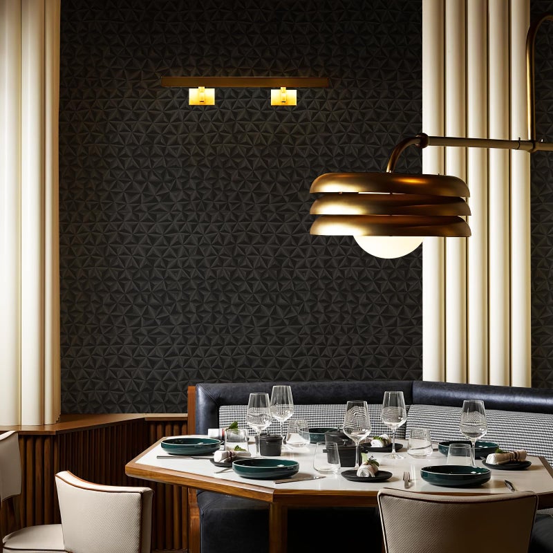 Simon&Siff ورق جدران سيمون وسيف 3D أسود قابل للإزالة واللصق بتصميم نجمي 17.3"X59" ورق جدران زينة قابل للإزالة للغرفة النوم وغرفة المعيشة واللوبي والخزائن وسطح الطاولة - Image 3