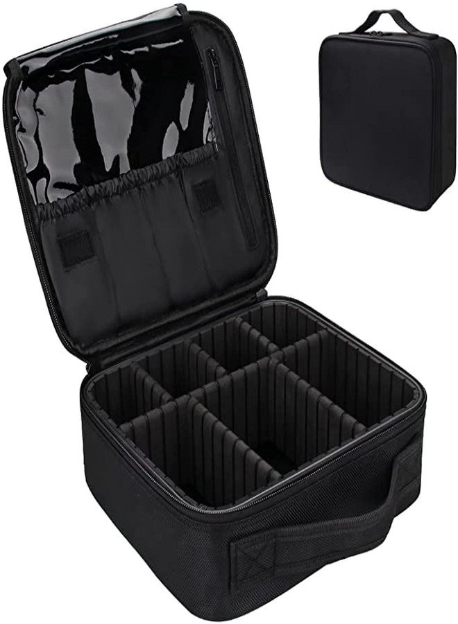 FALONG Professional Makeup Train Case Cosmetic Toiletry Bag Travel Organizer Make up Artist Master Waterproof Case Portable Storage with Adjustable Dividers Accessories Tools Brushes Pouch(Black) - Image 1