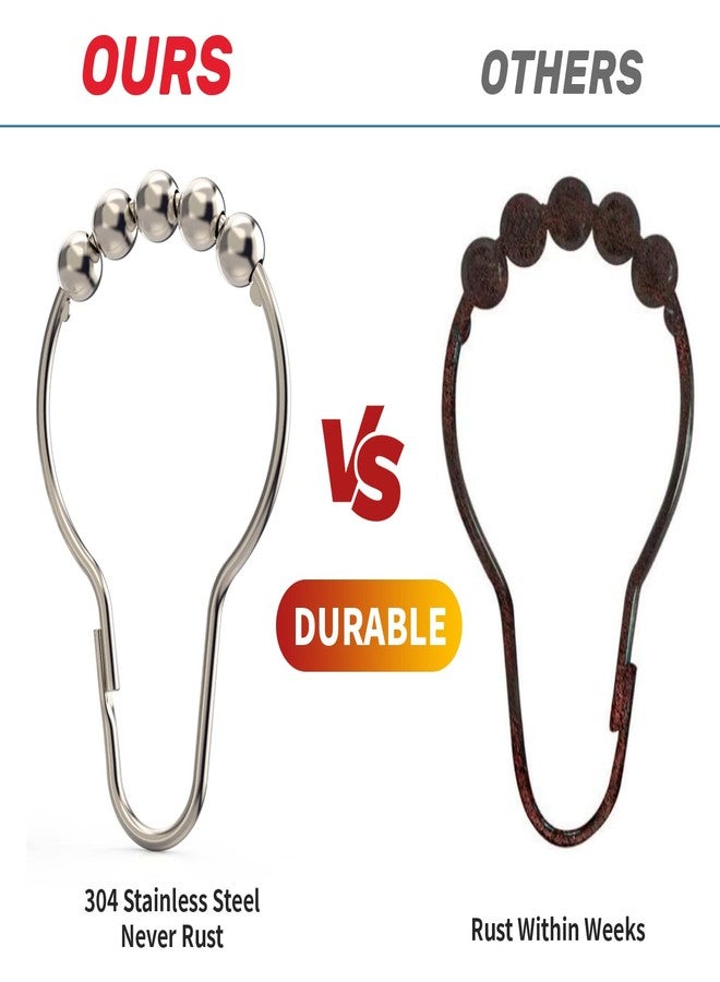 BRIOFOX حلقات وخطافات ستارة الحمام من بريوفوكس، خطافات قضيب ستارة حمام مقاومة للصدأ مصنوعة من الفولاذ المقاوم للصدأ 304 - مجموعة من 12 قطعة - Image 2