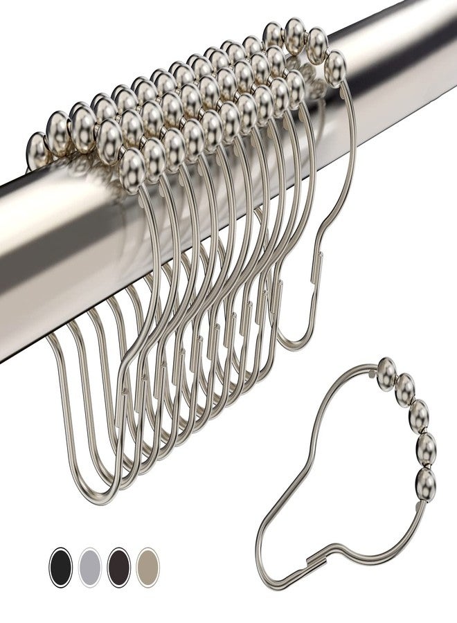 BRIOFOX حلقات وخطافات ستارة الحمام من بريوفوكس، خطافات قضيب ستارة حمام مقاومة للصدأ مصنوعة من الفولاذ المقاوم للصدأ 304 - مجموعة من 12 قطعة - Image 1