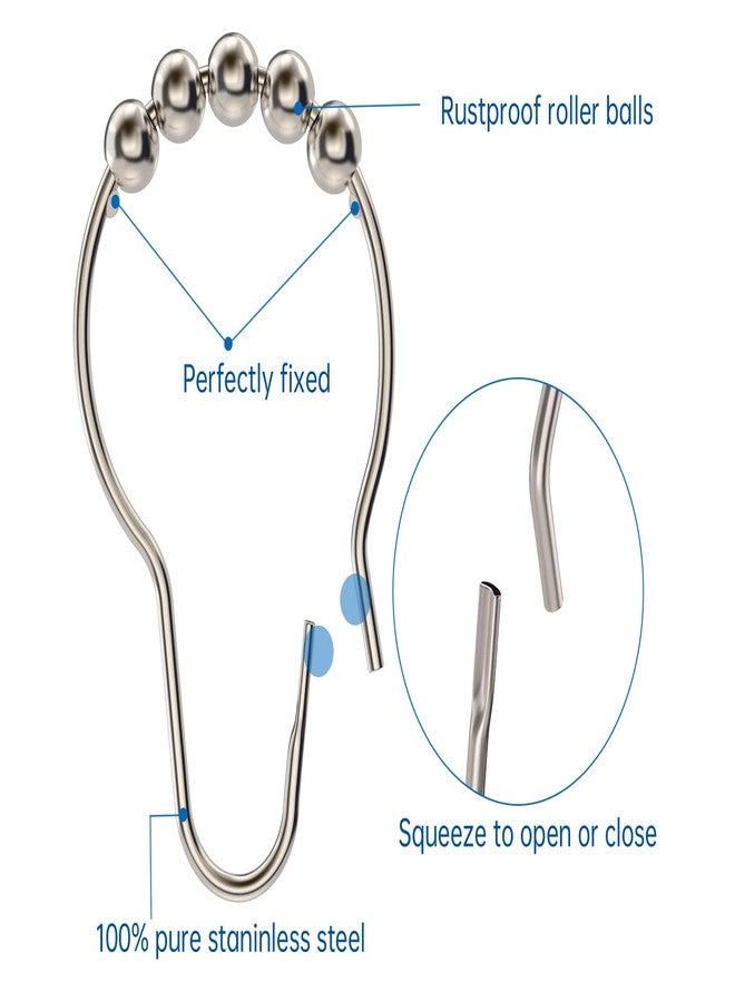 BRIOFOX حلقات وخطافات ستارة الحمام من بريوفوكس، خطافات قضيب ستارة حمام مقاومة للصدأ مصنوعة من الفولاذ المقاوم للصدأ 304 - مجموعة من 12 قطعة - Image 5