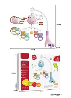 Generic KIDSZONE Baby Bed Bell Toy and Music, Colorful Interactive Bed Bell Toy for Kids Safe Pink  - Image 2