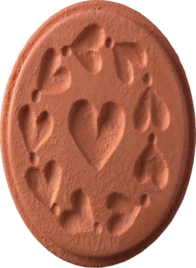 JBK Pottery Terra Cotta Cookie Stamps for Baking, Oven & Dishwasher Safe - Cookie Cutter, Molder, Stamper Press, Ideal for Cookies, Polvoron, Pastry, Shortbread, Butter Maker - Small Hearts Designs - Image 1