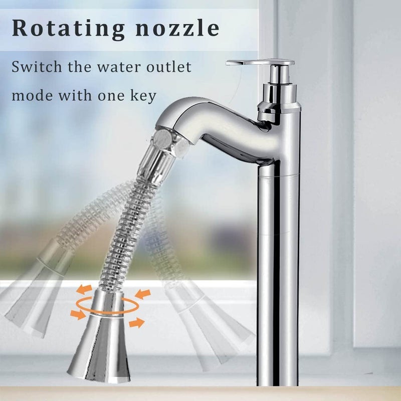 HEXONIQ EF306307 ABS 360 Degree Rotatable Water Saving Faucet Extender Double Mode Anti Splash Swivel Aerator Faucet Filter HeadSilver Chrome Finish Pack of 1 Long - Image 3
