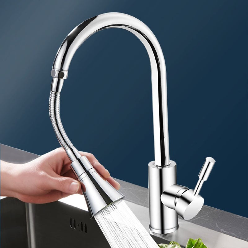 HEXONIQ EF306307 ABS 360 Degree Rotatable Water Saving Faucet Extender Double Mode Anti Splash Swivel Aerator Faucet Filter HeadSilver Chrome Finish Pack of 1 Long - Image 4