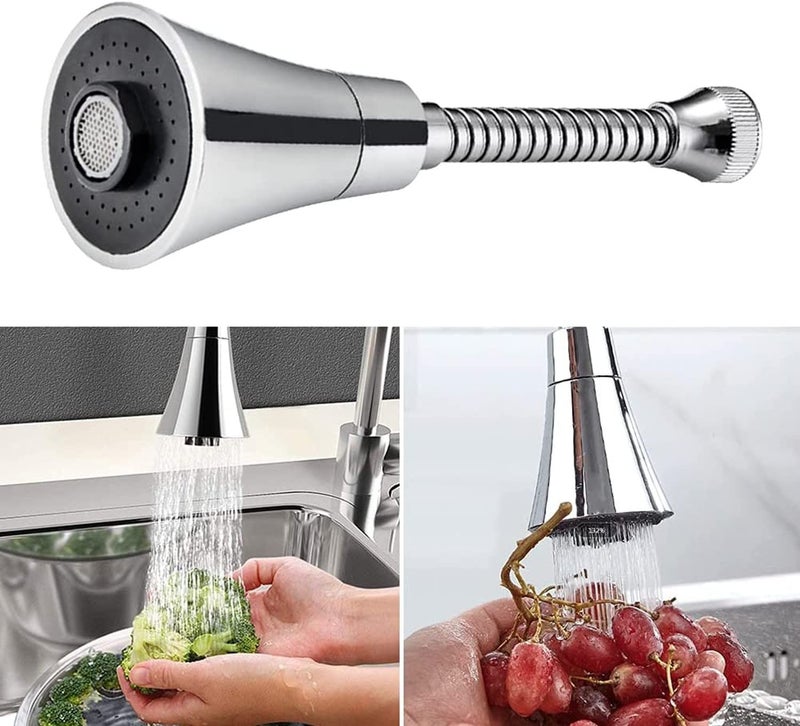 HEXONIQ EF306307 ABS 360 Degree Rotatable Water Saving Faucet Extender Double Mode Anti Splash Swivel Aerator Faucet Filter HeadSilver Chrome Finish Pack of 1 Long - Image 5