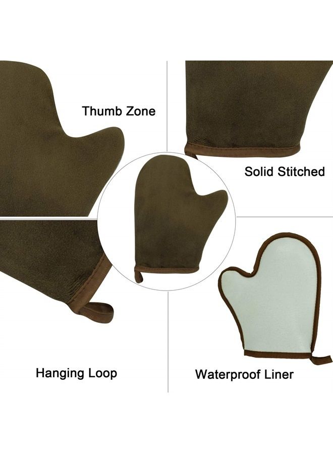 TSAIYI 5 Piece Self Tanning Mitt Applicator Set with Self Tan Glove Tanning Back Lotion Applicator Tanning Brush Tan Face Mitt Exfoliating Glove, for Self Sunless Tanning Tan (bronze)  - Image 2